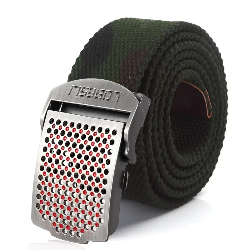SupSindy Men Canvas Belt Luxury Hollow Metal Buckle Army Military Tactical Belts for Men Jeans Waistband Soldier Male Strap