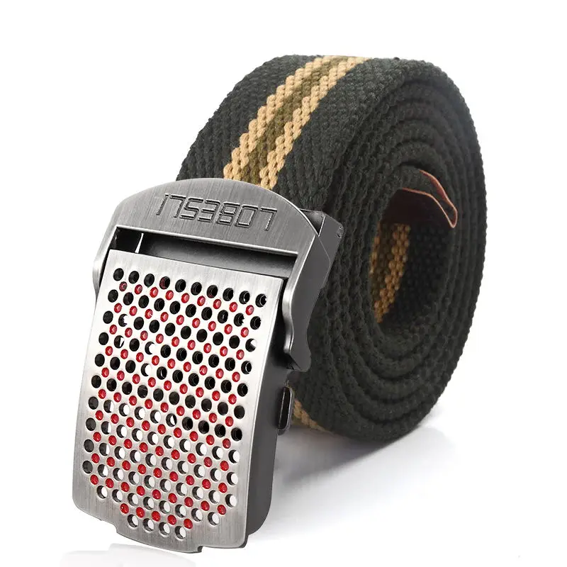 SupSindy Men Canvas Belt Luxury Hollow Metal Buckle Army Military Tactical Belts for Men Jeans Waistband Soldier Male Strap