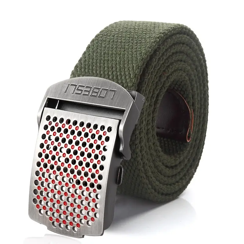 SupSindy Men Canvas Belt Luxury Hollow Metal Buckle Army Military Tactical Belts for Men Jeans Waistband Soldier Male Strap