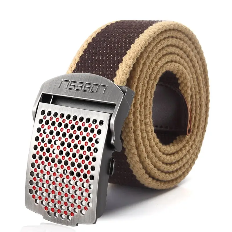 SupSindy Men Canvas Belt Luxury Hollow Metal Buckle Army Military Tactical Belts for Men Jeans Waistband Soldier Male Strap