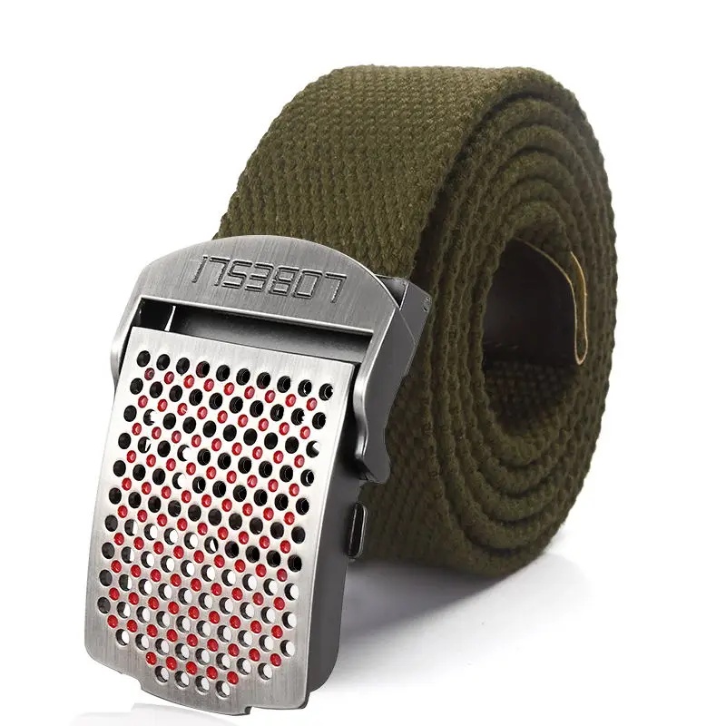 SupSindy Men Canvas Belt Luxury Hollow Metal Buckle Army Military Tactical Belts for Men Jeans Waistband Soldier Male Strap