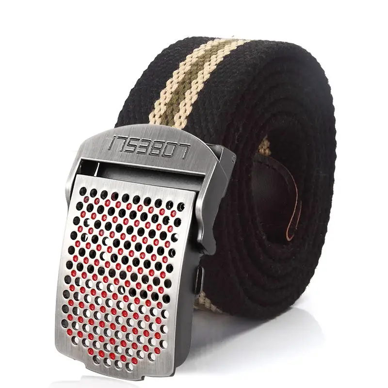 SupSindy Men Canvas Belt Luxury Hollow Metal Buckle Army Military Tactical Belts for Men Jeans Waistband Soldier Male Strap