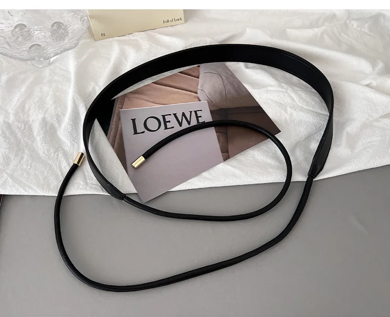 2024 Adjustable PU Leather Ladies Dress Belts Skinny Thin Women Waist Belts Strap Gold Color Buckle Female Belts Pasek Damski