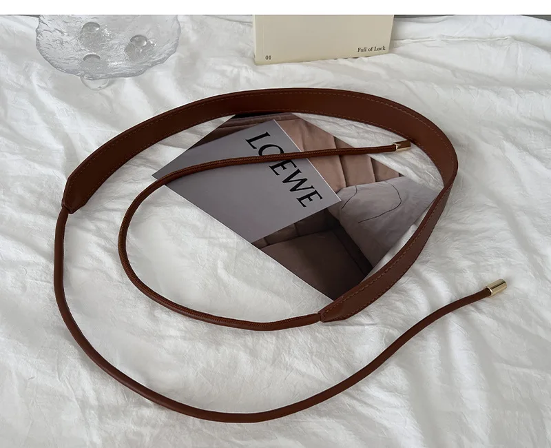 2024 Adjustable PU Leather Ladies Dress Belts Skinny Thin Women Waist Belts Strap Gold Color Buckle Female Belts Pasek Damski