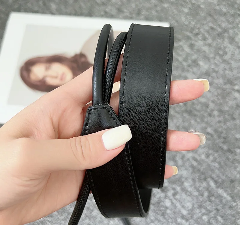 2024 Adjustable PU Leather Ladies Dress Belts Skinny Thin Women Waist Belts Strap Gold Color Buckle Female Belts Pasek Damski