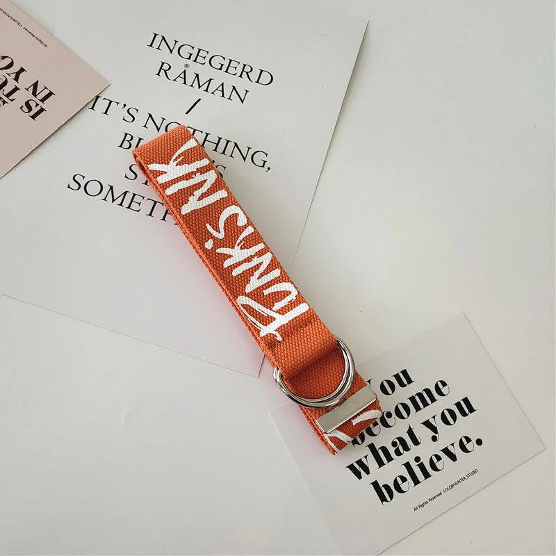 Korean Letter Canvas Belt Student Harajuku Pant Strap Double D-Ring Buckle Casual Unisex Waistband For Jeans Tactical Belts