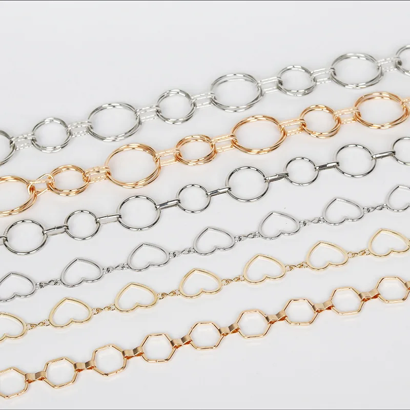 Fashion Hexagon Shape Women Waist Chain Geometric Belt For Women Gold Sliver Metal Belts Adjustable Suit Dress Ladies Waistband
