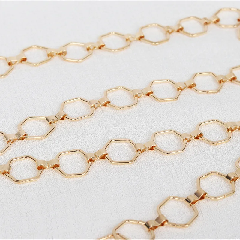 Fashion Hexagon Shape Women Waist Chain Geometric Belt For Women Gold Sliver Metal Belts Adjustable Suit Dress Ladies Waistband
