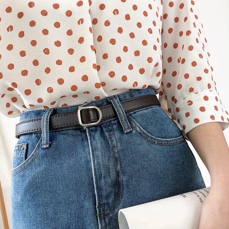 Fashion PU Leather Belt For Women Men Simple Pin Buckle Jeans Belts Clothes Decorative Korean Waistband Girdles Strap Black Belt