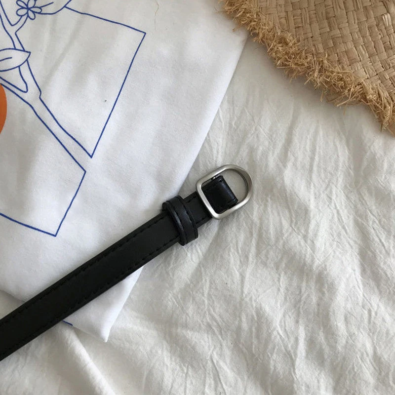 Fashion PU Leather Belt For Women Men Simple Pin Buckle Jeans Belts Clothes Decorative Korean Waistband Girdles Strap Black Belt