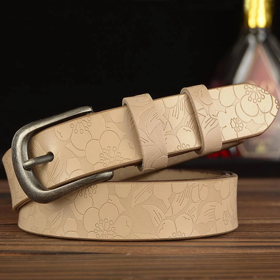 Length:110-120cm Women Genuine Leather Belt Female Waistband Designer Belt Pin Buckle Belt Width:2.8cm