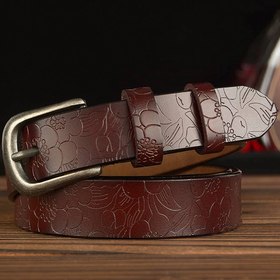 Length:110-120cm Women Genuine Leather Belt Female Waistband Designer Belt Pin Buckle Belt Width:2.8cm