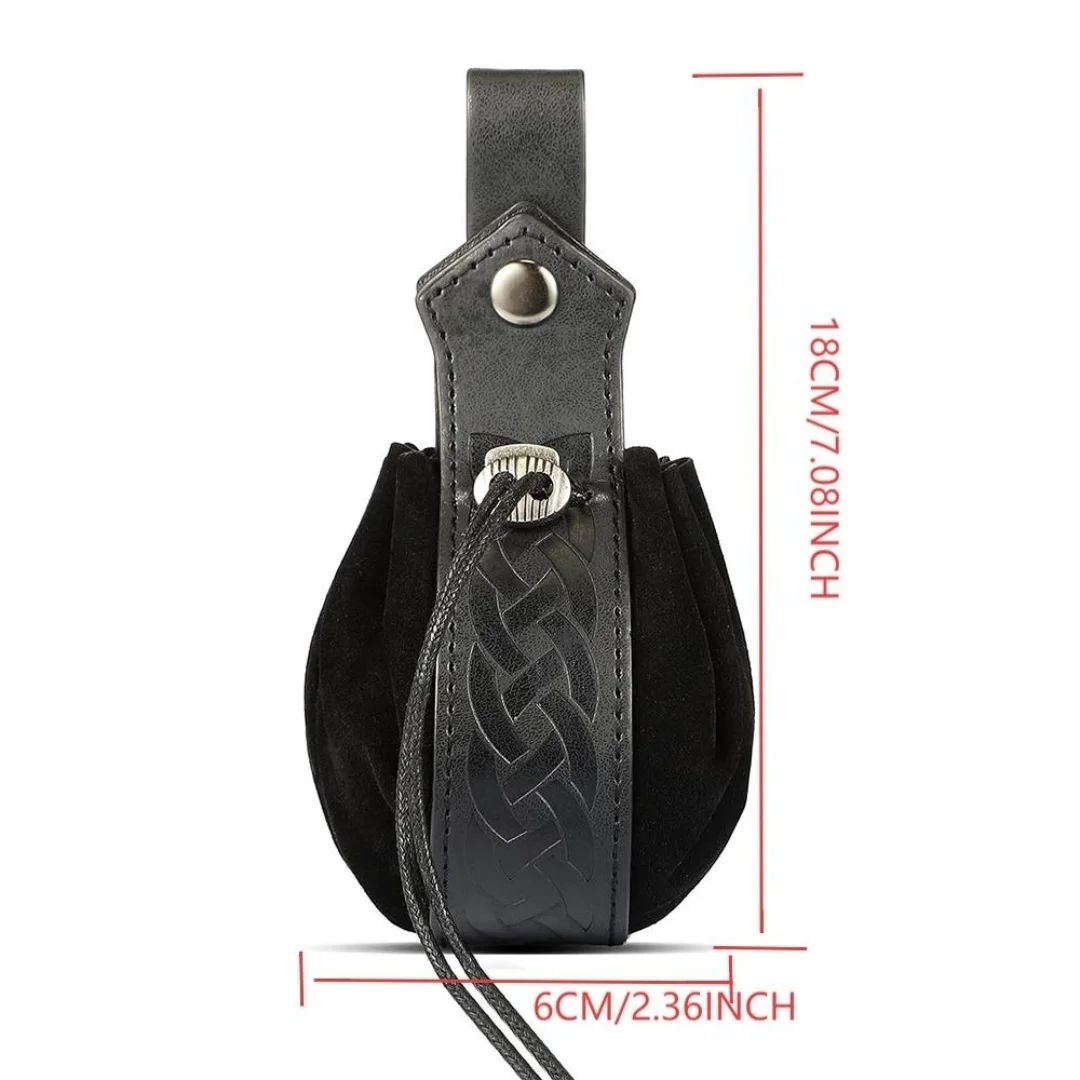 2pcs vintage embossed leather belt, purse set-unisex with o-rings, medieval Viking role-playing and Renaissance events, Hall