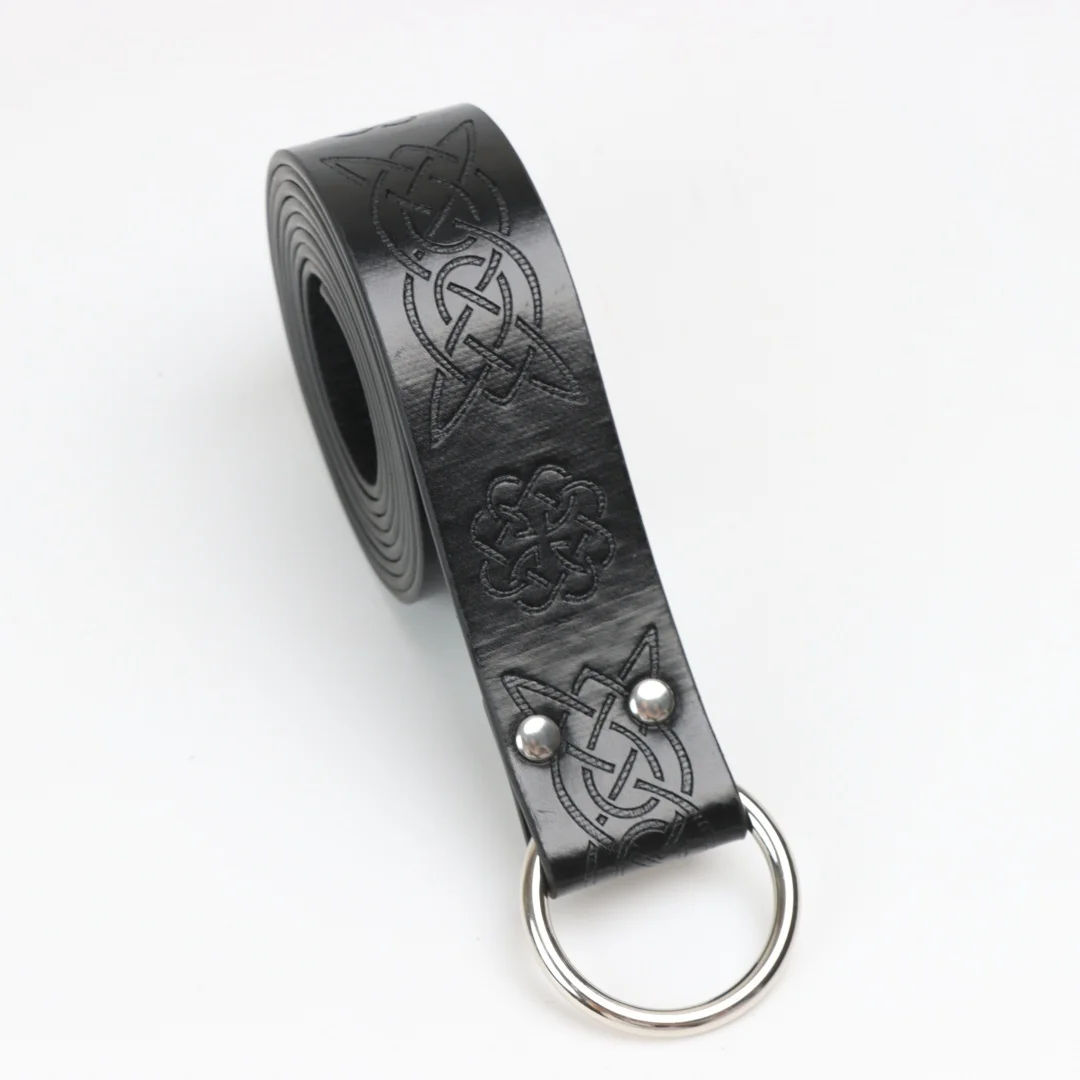 2pcs vintage embossed leather belt, purse set-unisex with o-rings, medieval Viking role-playing and Renaissance events, Hall