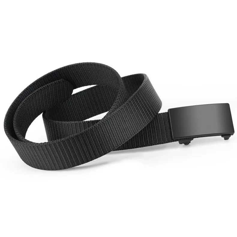 Men's Belt Outdoor Leisure Sports Belt Toothless Quick Release Automatic Buckle Quality Black Outdoor Belt Military Training