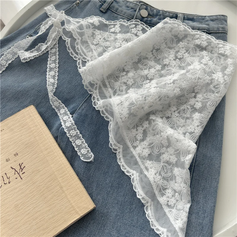 Triangle Scarf Towel Fart Curtain Belt Women's Skirt Tassel Waist Rope Lace Jeans Accessories Lace Skirt Waist Belts Rope