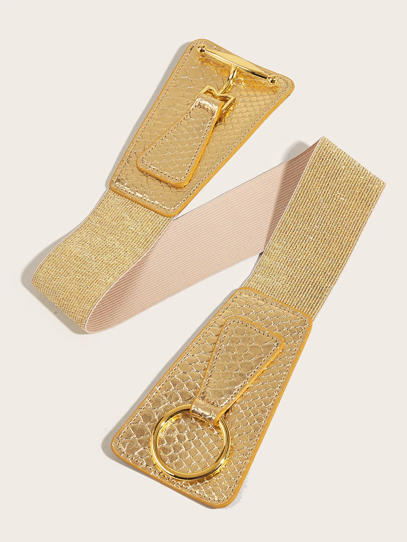 5x68cm Fashion Women Gold Silver PU Leather Elastic Cummerbunds Female Dress Corsets Waistband Decoration Stretch Wide Belt