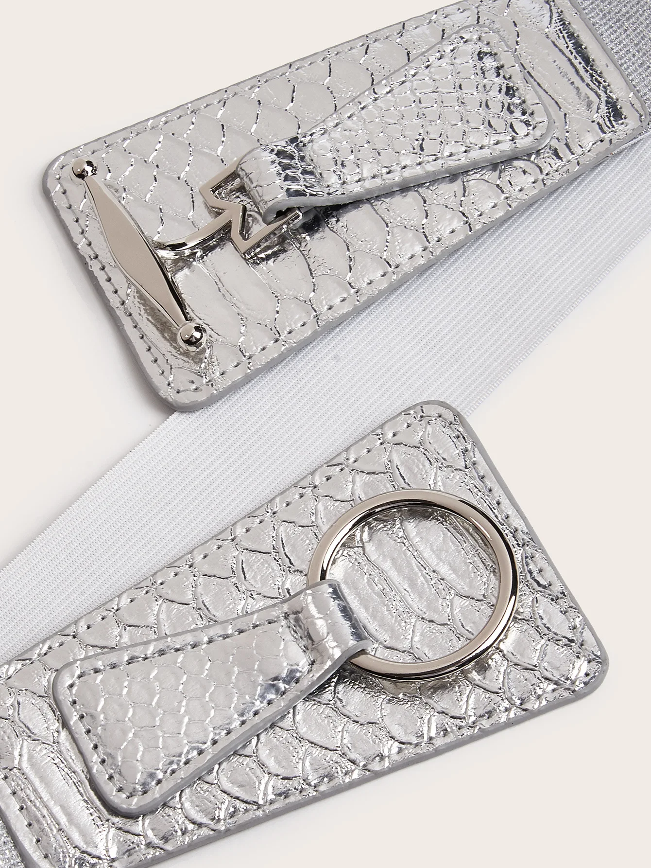 5x68cm Fashion Women Gold Silver PU Leather Elastic Cummerbunds Female Dress Corsets Waistband Decoration Stretch Wide Belt
