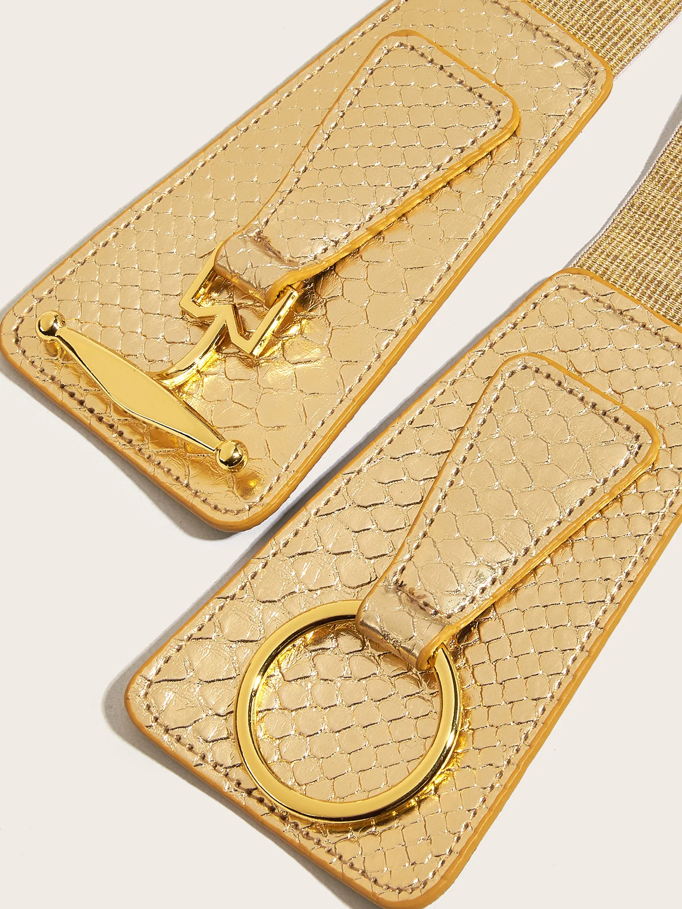 5x68cm Fashion Women Gold Silver PU Leather Elastic Cummerbunds Female Dress Corsets Waistband Decoration Stretch Wide Belt