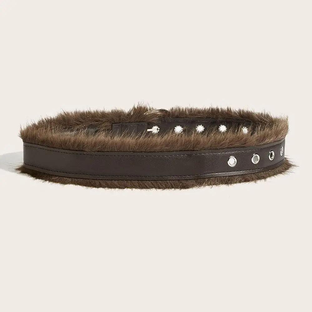 PU Belts Y2K Punk Waistband Women Fashion Plush Belt Faux Fur Waist Belt Pin Buckle Jeans Decor Belt Spice Girl Casual Strap