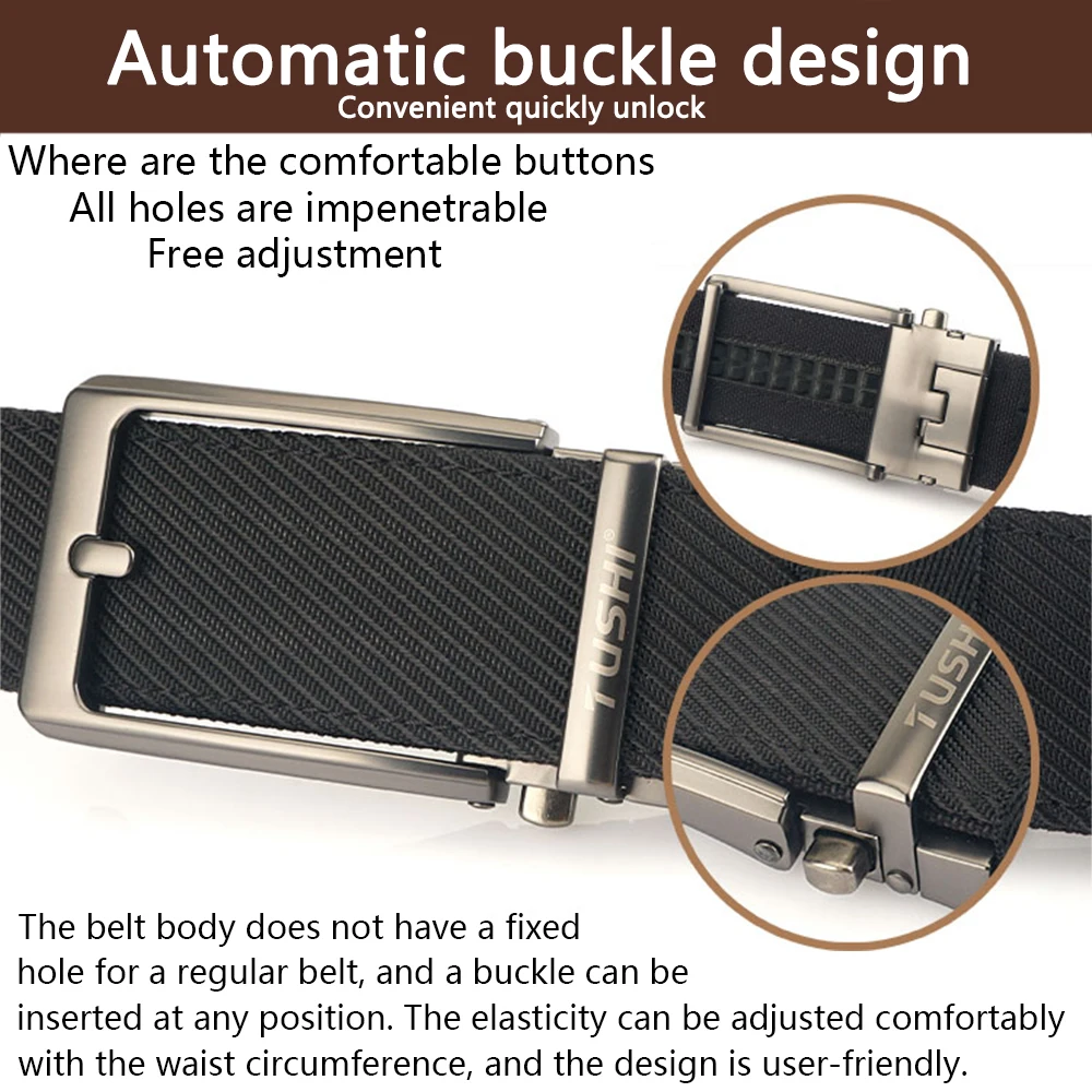 TUSHI New Tactical Pistol Airsoft Gun Belt for Men Metal Automatic Buckle Military Belt Tight Nylon Casual Soft Belt Male Girdle