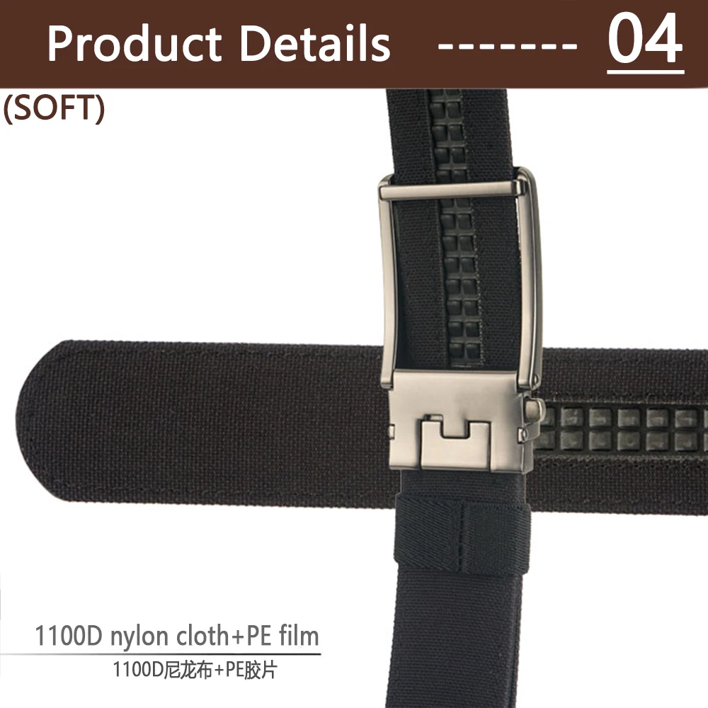 TUSHI New Tactical Pistol Airsoft Gun Belt for Men Metal Automatic Buckle Military Belt Tight Nylon Casual Soft Belt Male Girdle