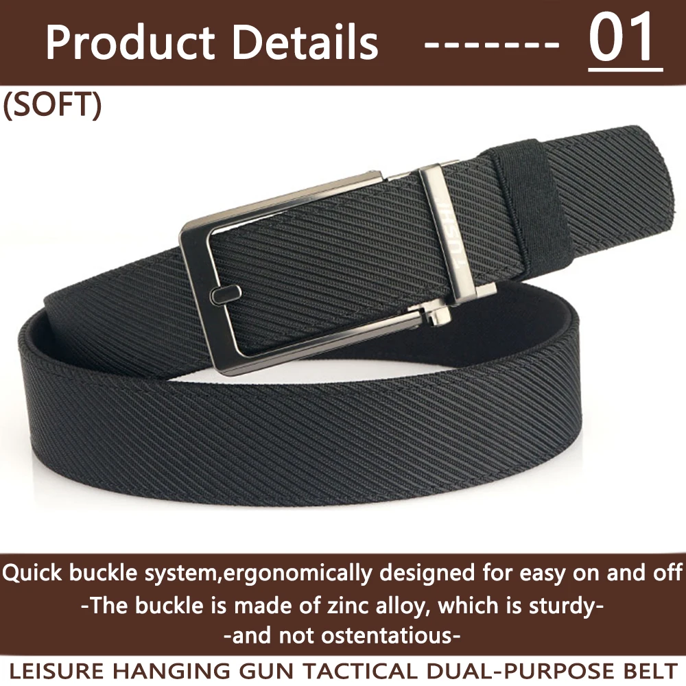 TUSHI New Tactical Pistol Airsoft Gun Belt for Men Metal Automatic Buckle Military Belt Tight Nylon Casual Soft Belt Male Girdle