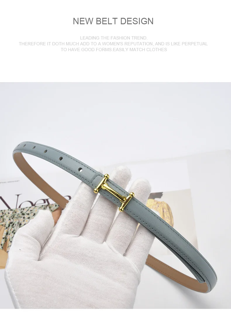 Wholesale 20 Colors Simple Design Women Cow leather Waist Belt Jean Belt for Women High Street Dress Belt Cinturones Cowhide