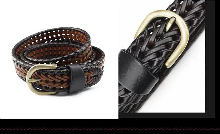 New Belt Men Women Belts Luxury Genuine Leather Braided Real Cow Skin Straps Men All-Matching Simple Fashionable Tide Belts