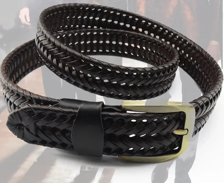 New Belt Men Women Belts Luxury Genuine Leather Braided Real Cow Skin Straps Men All-Matching Simple Fashionable Tide Belts