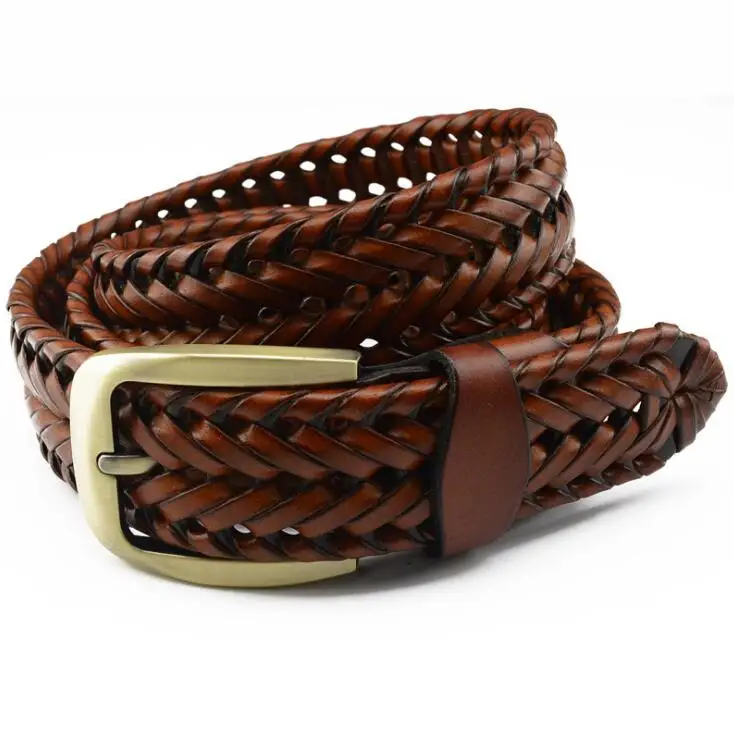 New Belt Men Women Belts Luxury Genuine Leather Braided Real Cow Skin Straps Men All-Matching Simple Fashionable Tide Belts