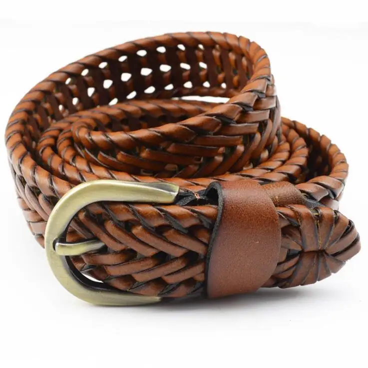 New Belt Men Women Belts Luxury Genuine Leather Braided Real Cow Skin Straps Men All-Matching Simple Fashionable Tide Belts