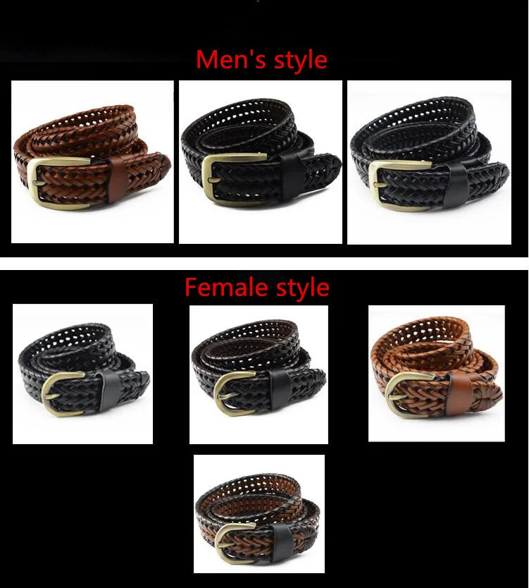 New Belt Men Women Belts Luxury Genuine Leather Braided Real Cow Skin Straps Men All-Matching Simple Fashionable Tide Belts