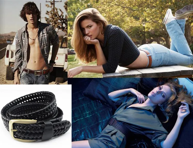 New Belt Men Women Belts Luxury Genuine Leather Braided Real Cow Skin Straps Men All-Matching Simple Fashionable Tide Belts