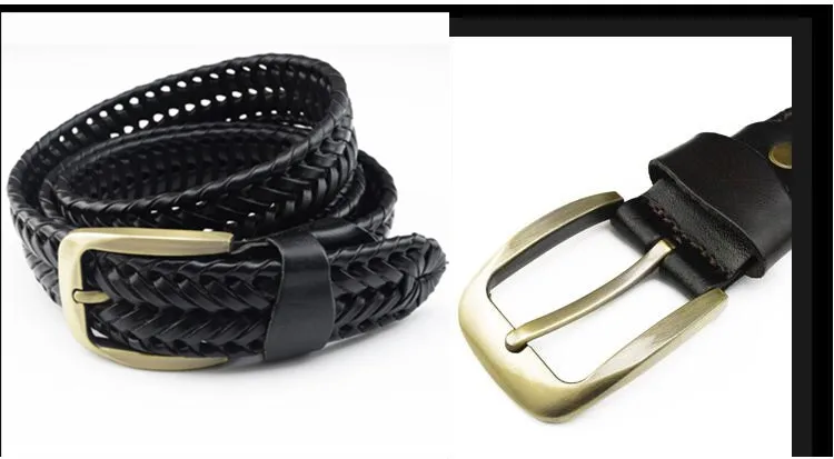 New Belt Men Women Belts Luxury Genuine Leather Braided Real Cow Skin Straps Men All-Matching Simple Fashionable Tide Belts