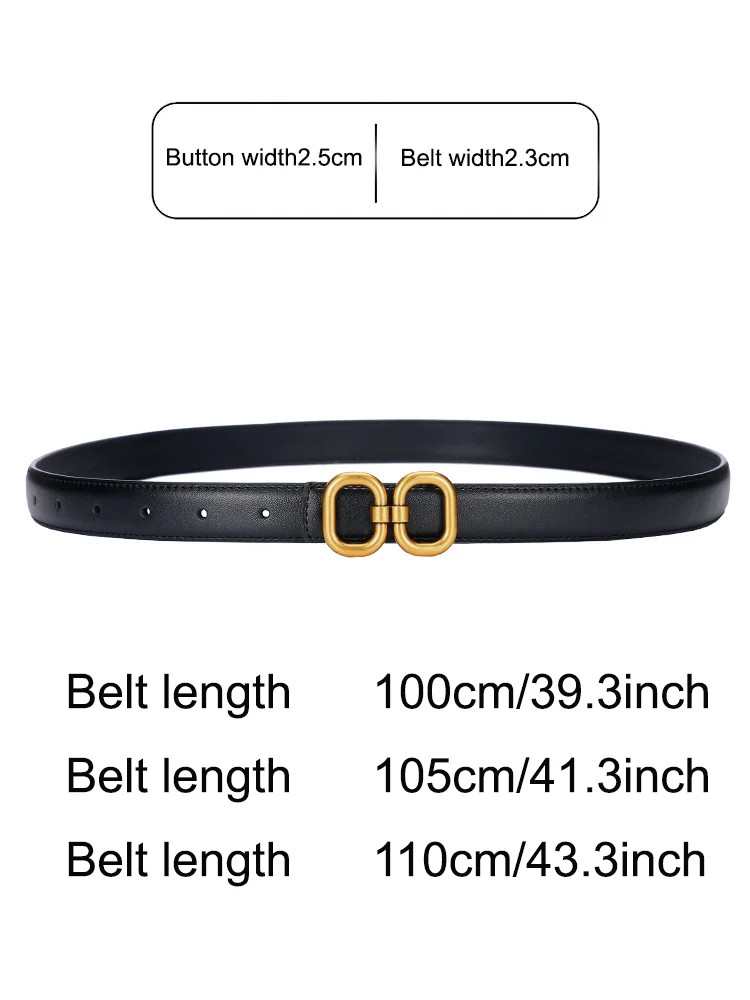 DINISITON New Women's Belt Classic Gold Pin Buckle Belt Fashion PU Leather Premium Feeling Pant Belts