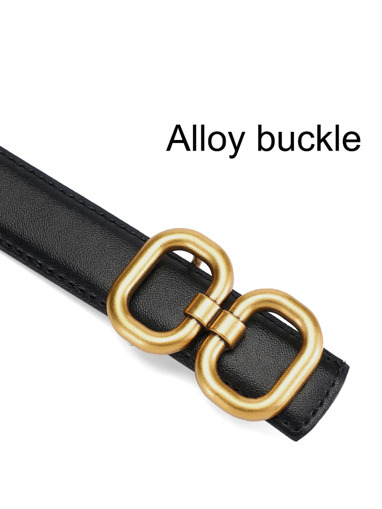 DINISITON New Women's Belt Classic Gold Pin Buckle Belt Fashion PU Leather Premium Feeling Pant Belts