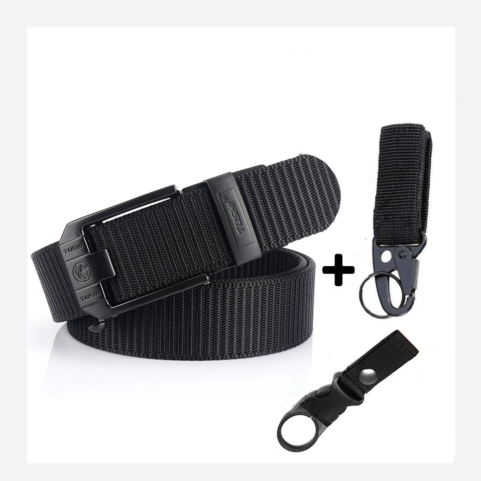 Fashion Metal Automatic Buckle Canvas Belt For Men Thick Tough Nylon Waistband Outdoor Cowboy Jeans Pants Tactical Belts Hiking