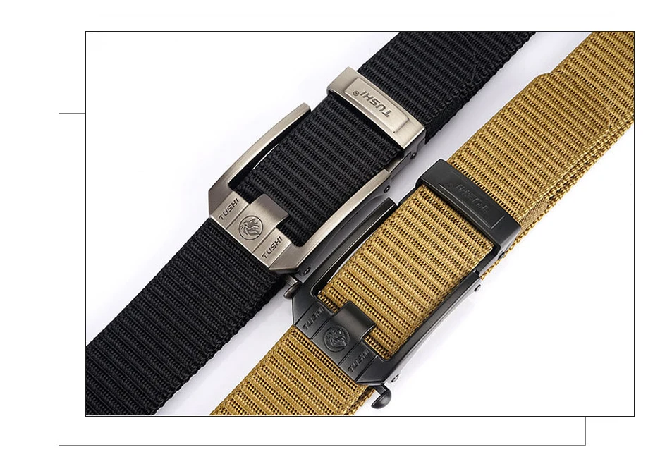 Fashion Metal Automatic Buckle Canvas Belt For Men Thick Tough Nylon Waistband Outdoor Cowboy Jeans Pants Tactical Belts Hiking