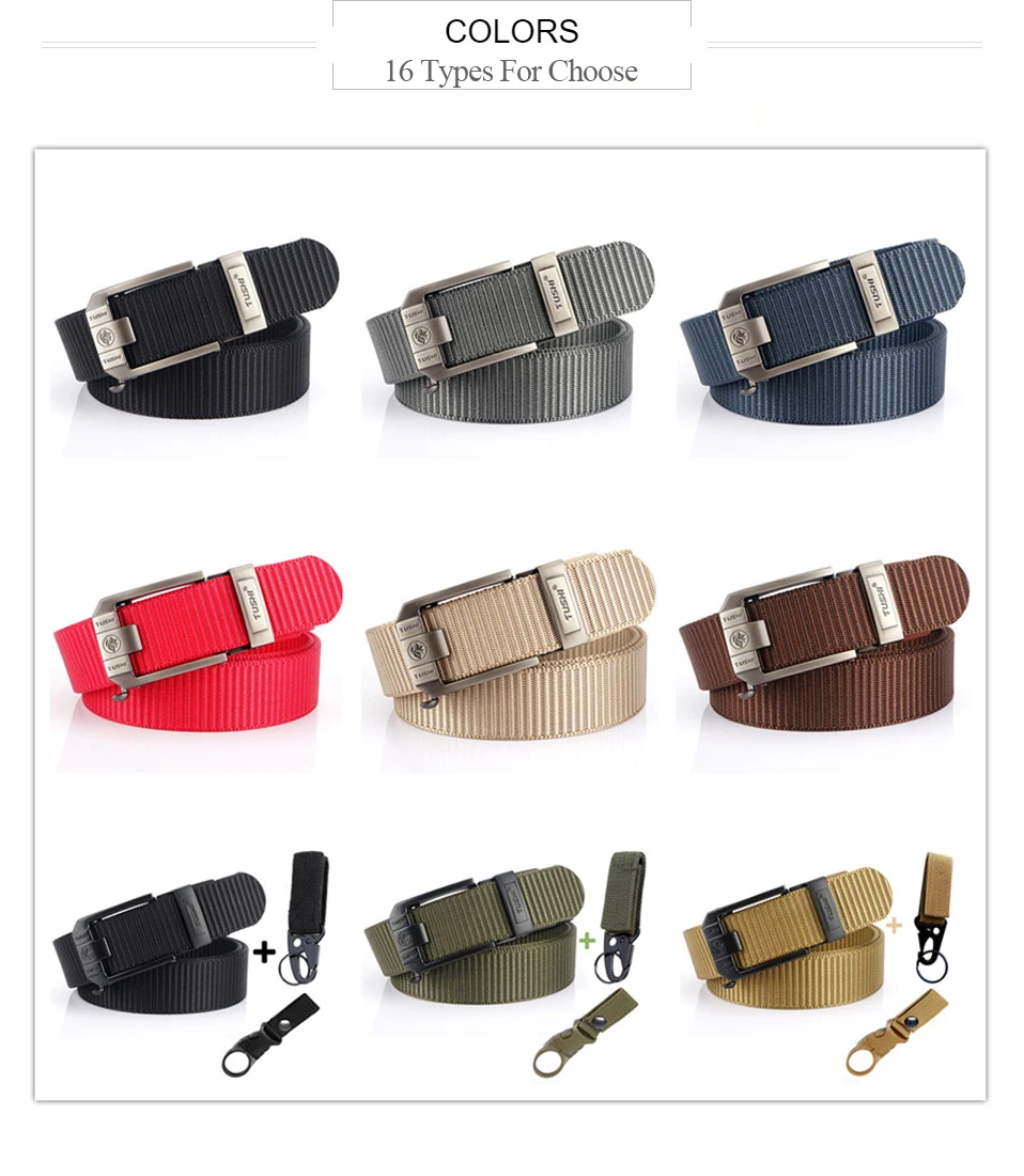 Fashion Metal Automatic Buckle Canvas Belt For Men Thick Tough Nylon Waistband Outdoor Cowboy Jeans Pants Tactical Belts Hiking