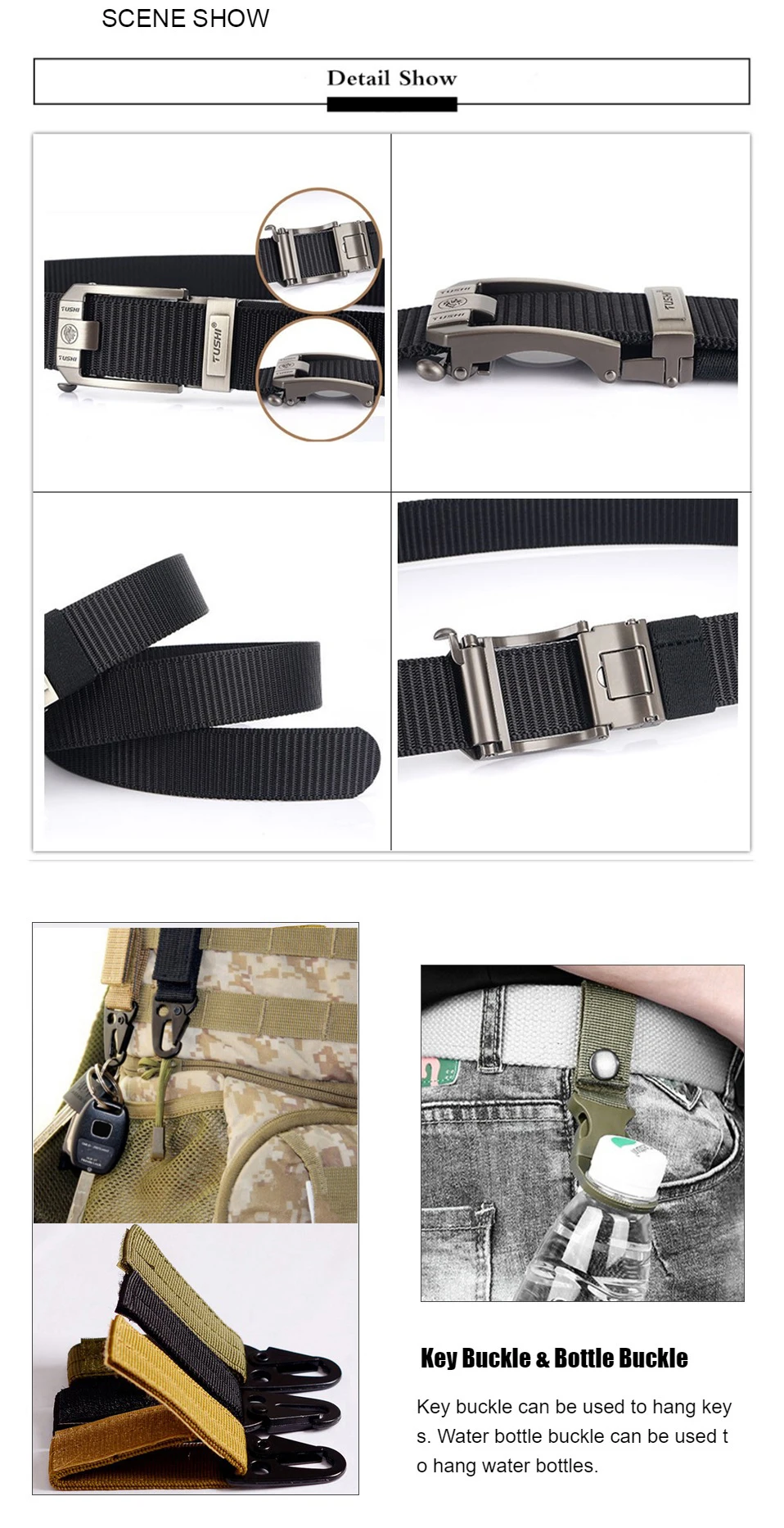 Fashion Metal Automatic Buckle Canvas Belt For Men Thick Tough Nylon Waistband Outdoor Cowboy Jeans Pants Tactical Belts Hiking