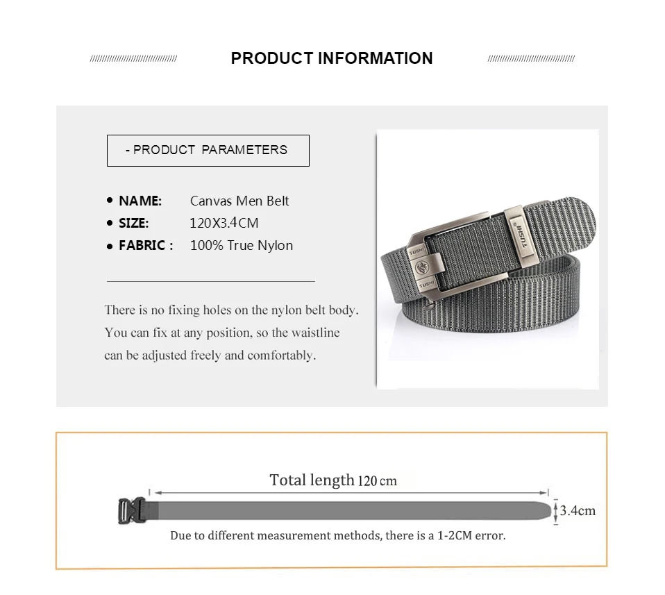 Fashion Metal Automatic Buckle Canvas Belt For Men Thick Tough Nylon Waistband Outdoor Cowboy Jeans Pants Tactical Belts Hiking