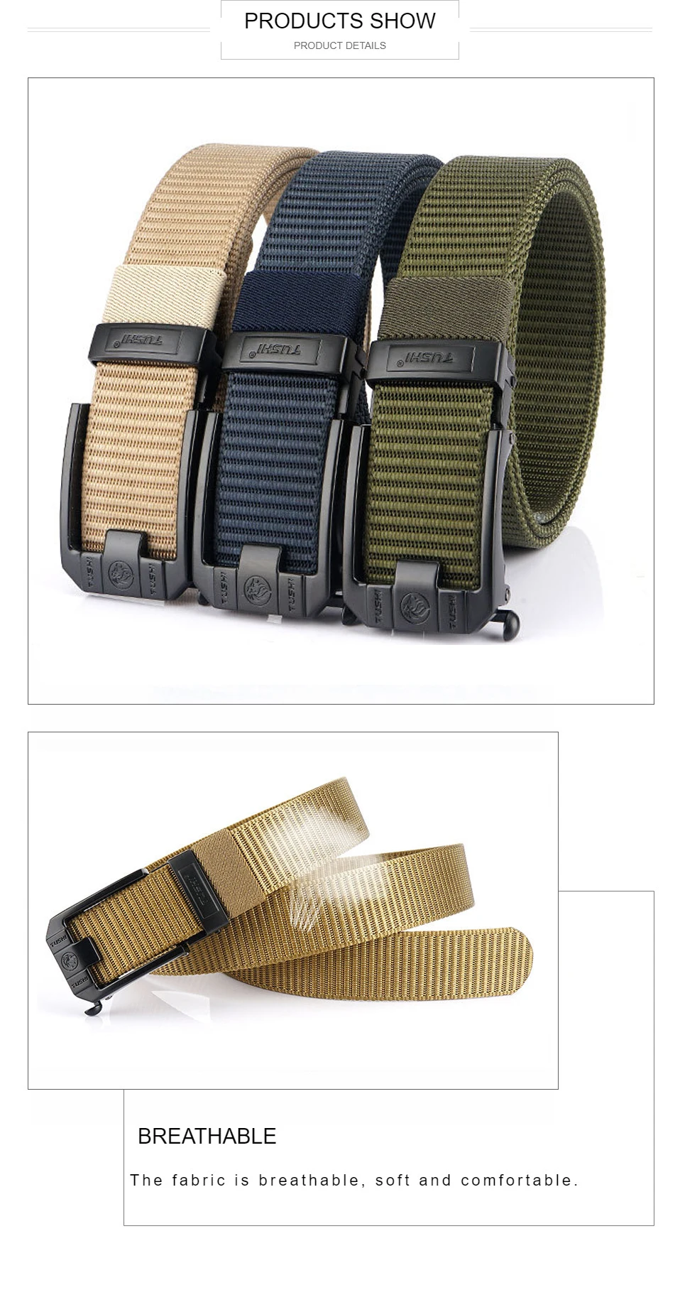 Fashion Metal Automatic Buckle Canvas Belt For Men Thick Tough Nylon Waistband Outdoor Cowboy Jeans Pants Tactical Belts Hiking