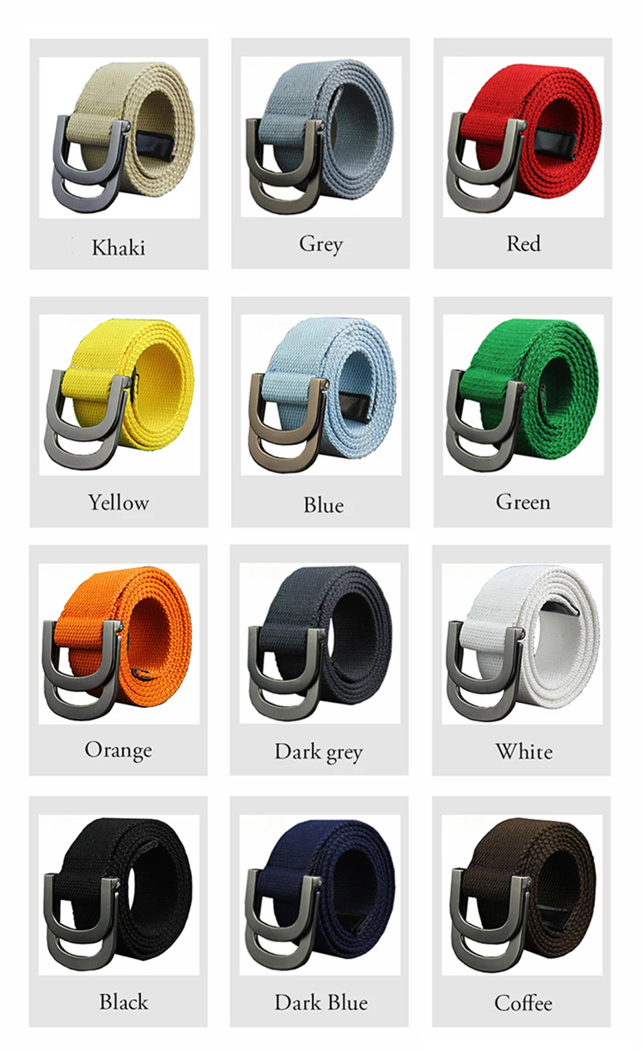 Maikun Men's Canvas Belts for Women Tactical Belt for Military Jeans Double Ring Buckle Belts