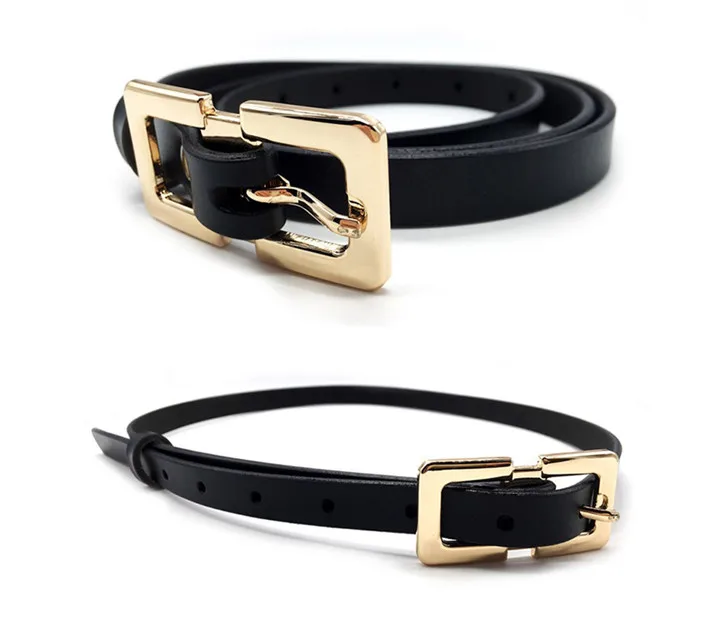 MaiKun Designer Belt Female Belts Original Leather Belts For Women Golden Metal Pin Buckle Belt