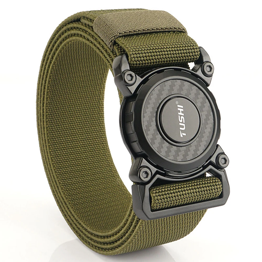 TUSHI Genuine Tactical Belt Quick Release Outdoor Military Belt Soft Real Nylon Sports Accessories Men and Women Black Belt