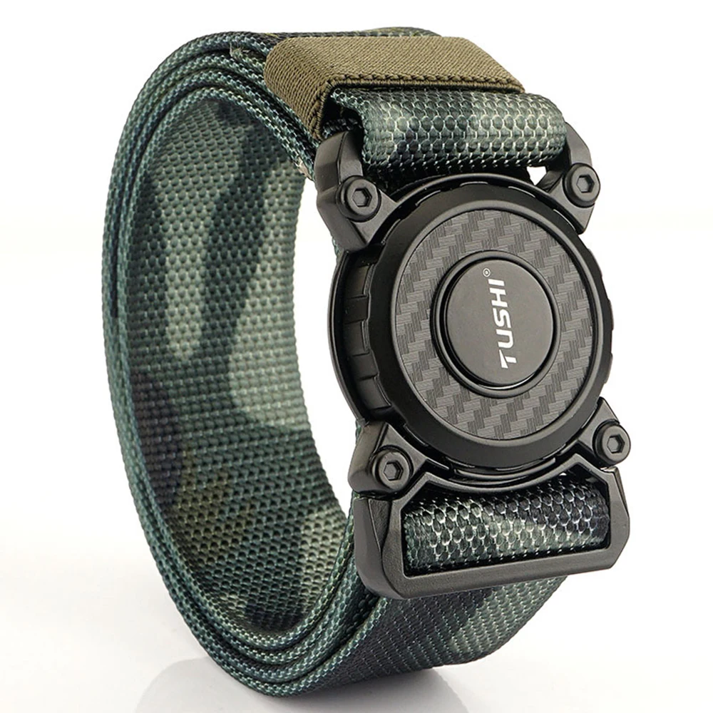 TUSHI Genuine Tactical Belt Quick Release Outdoor Military Belt Soft Real Nylon Sports Accessories Men and Women Black Belt