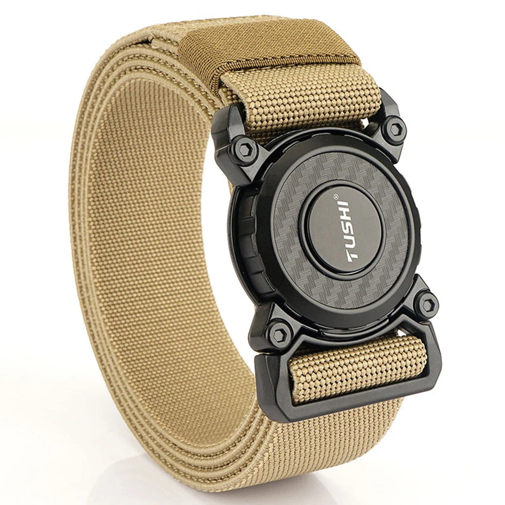 TUSHI Genuine Tactical Belt Quick Release Outdoor Military Belt Soft Real Nylon Sports Accessories Men and Women Black Belt