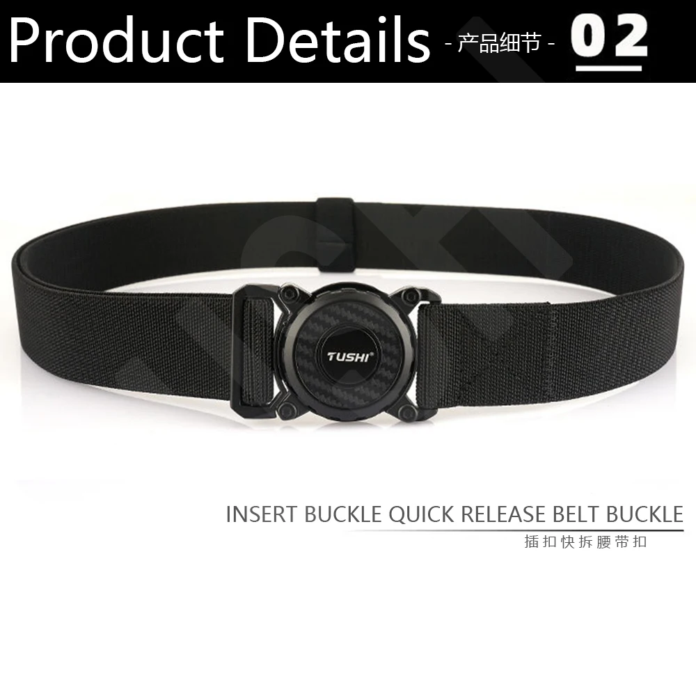 TUSHI Genuine Tactical Belt Quick Release Outdoor Military Belt Soft Real Nylon Sports Accessories Men and Women Black Belt
