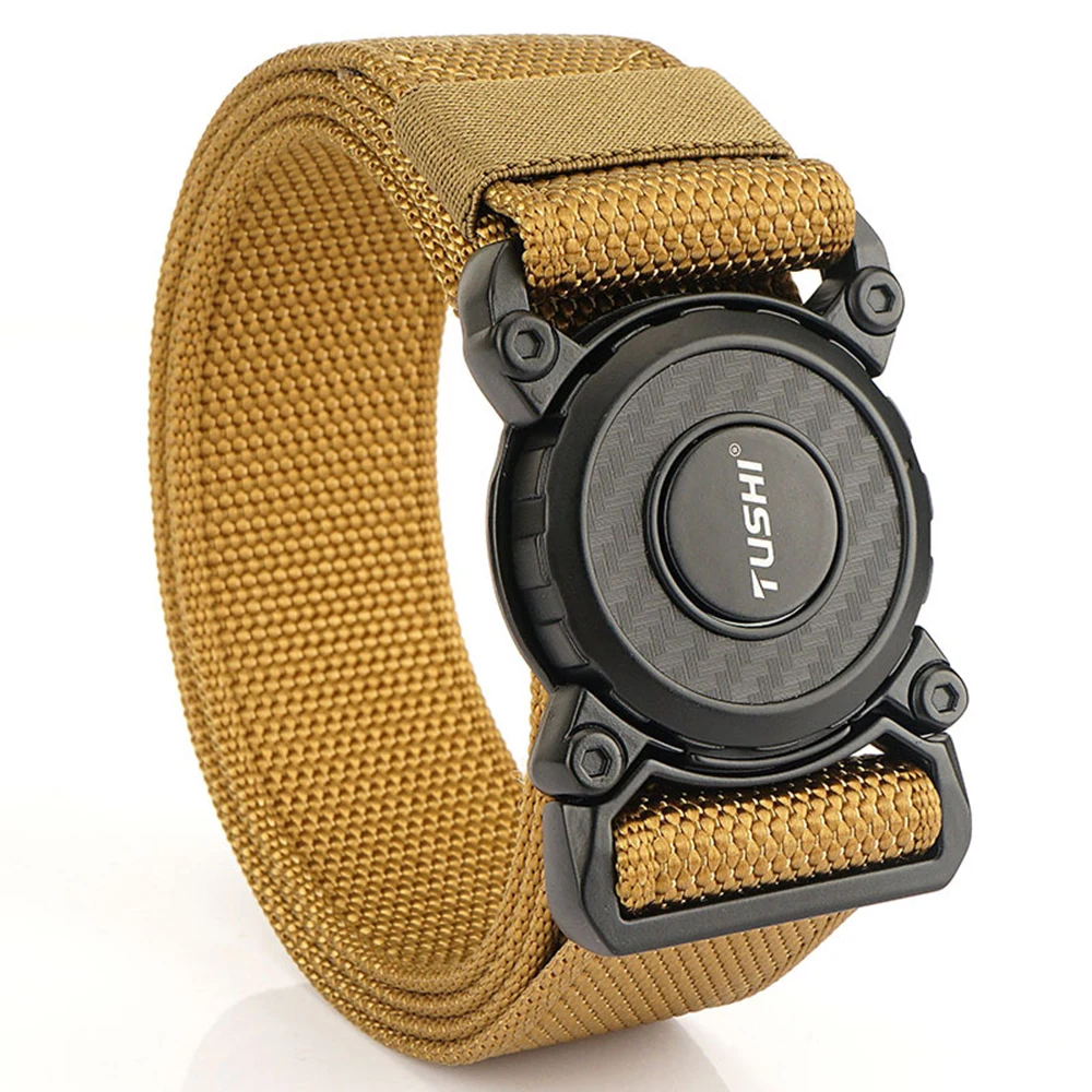 TUSHI Genuine Tactical Belt Quick Release Outdoor Military Belt Soft Real Nylon Sports Accessories Men and Women Black Belt